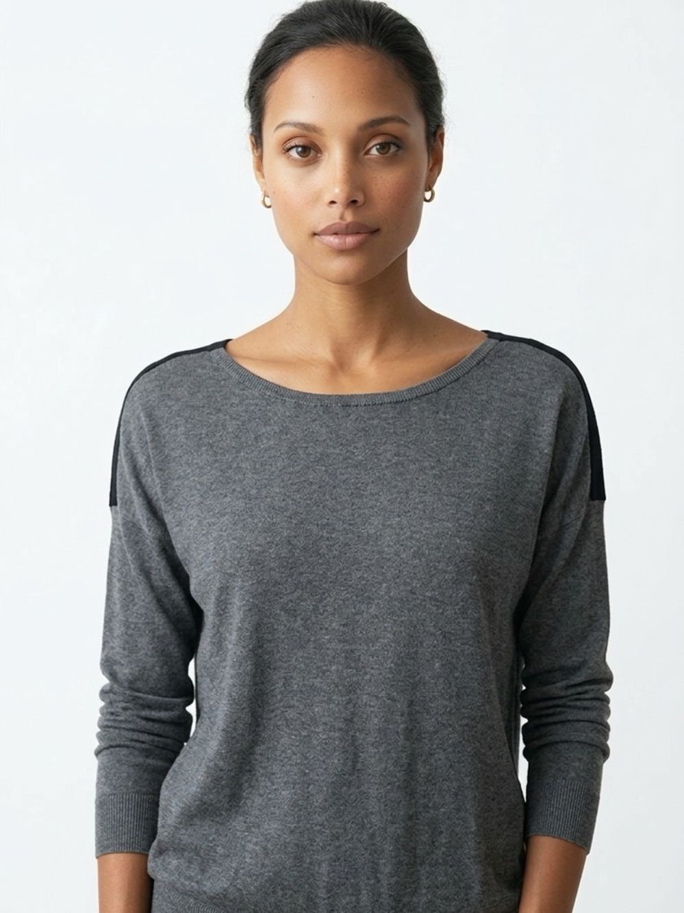 ATHLETA | Colorblock Crew Sweater Black Gray Women’s Size XX-Small
